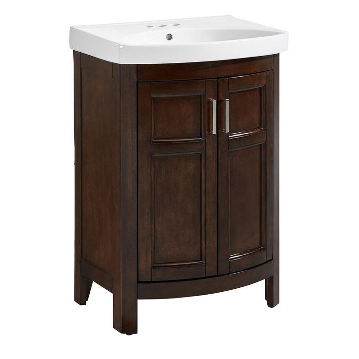 Style Selections Morecott 23.75-in Chocolate Single Sink Bathroom Vanity with White Vitreous China Top