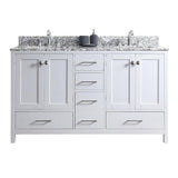 Caroline Madison 72 in. W Bath Vanity in White with Granite Vanity Top in Arctic White Granite with Square Basin - Super Arbor
