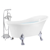 60 in. Fiberglass White Acrylic Clawfoot Tub for Bathtub with Tub Filler Combo - Modern Clawfoot Stand Alone Tub - Super Arbor