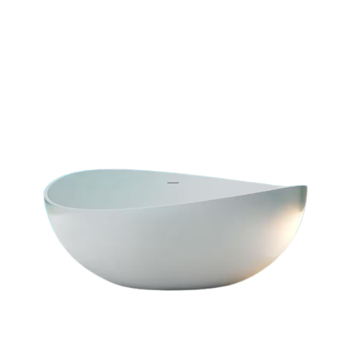 Risti 63 in. x 38 in. Stone Resin Freestanding Soaking Bathtub in White