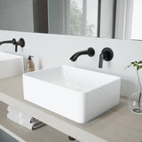 Amaryllis Matte StoneTM Vessel Bathroom Sink Set with Aldous Wall Mount Faucet in Matte Black - Super Arbor