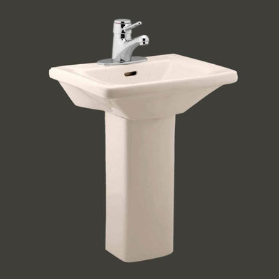 RENOVATORS SUPPLY MANUFACTURING Kinde 21-1/2 in. Height Child Pedestal Bathroom Sink in Biscuit Vessel with Overflow