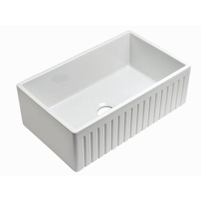 Sutton Place Farmhouse Fireclay 24 in. Single Bowl Kitchen Sink with Grid with Grid and Strainer