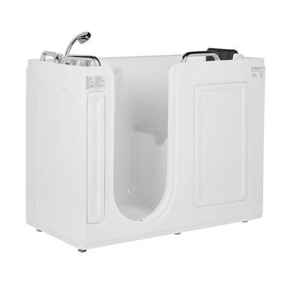 52.5 in. Left Side Walk-in Freestanding Bathtub Flatbottom Soaking SPA Tub in White - Super Arbor
