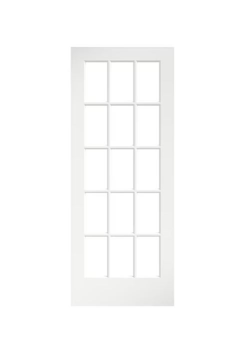 EightDoors 28-in x 80-in White Clear Glass Prefinished Pine Wood Interior French Door