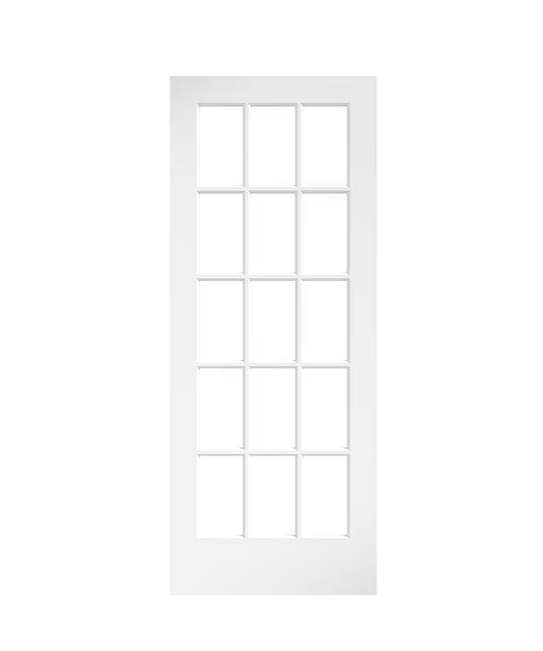 EightDoors 30-in x 80-in White Clear Glass Prefinished Pine Wood Interior French Door