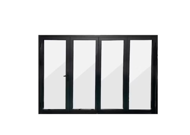 Eris Bifold Doors 120-in x 80-in 3-in Low-e Argon Black Aluminum Folding Left-Hand Outswing Patio Door