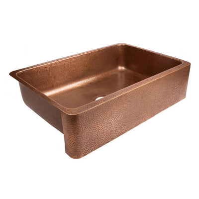 Lange Farmhouse Apron Front Pure Copper Sink 32 in. Single Bowl Kitchen Sink in Antique Copper - Super Arbor