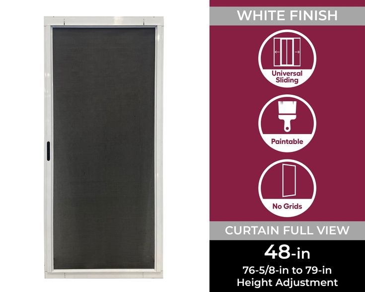 RELIABILT 48-in x 80-in White Aluminum Sliding Patio Screen Door
