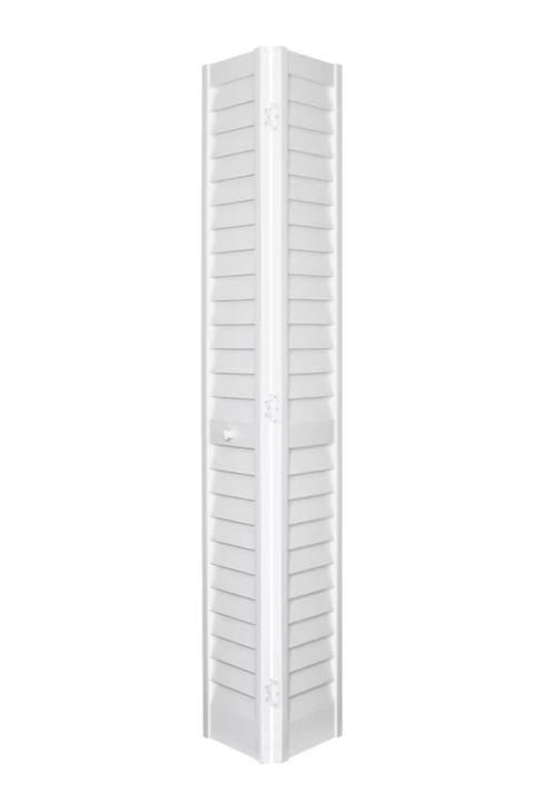 Plantation 18-in x 80-in White 2-panel Square Hollow Core Prefinished PVC Bifold Door Hardware Included