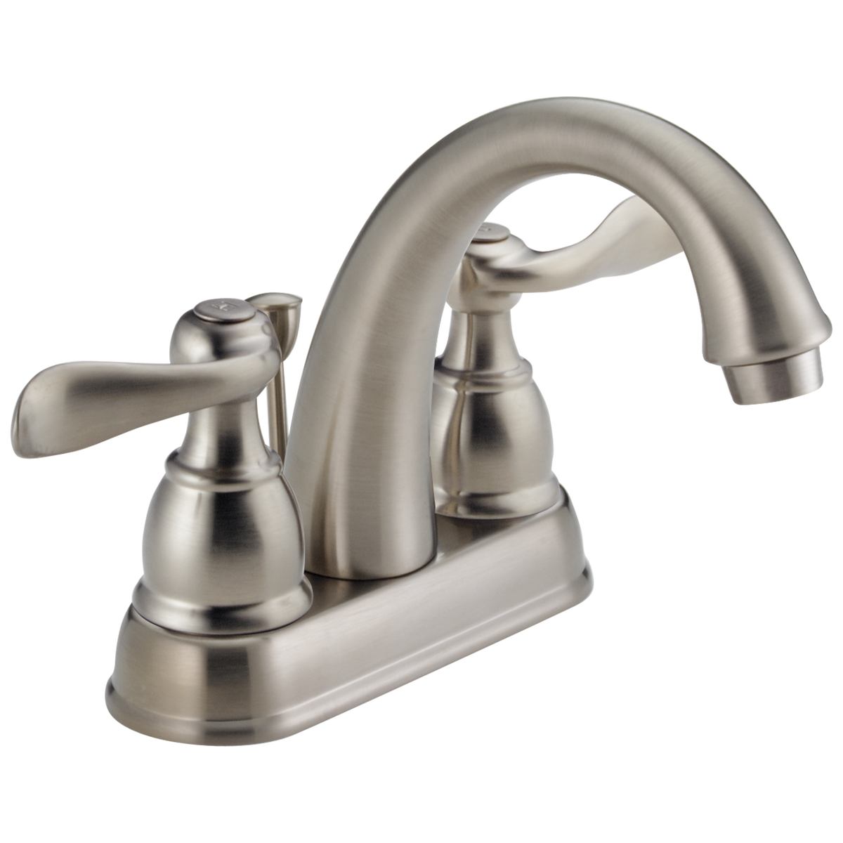 Delta Windemere Brushed Nickel 2‑Handle 4-in Centerset WaterSense Bathroom Sink Faucet with Drain