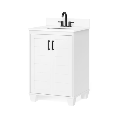 allen + roth Rigsby 24-in White Undermount Single Sink Bathroom Vanity with White Engineered Marble Top
