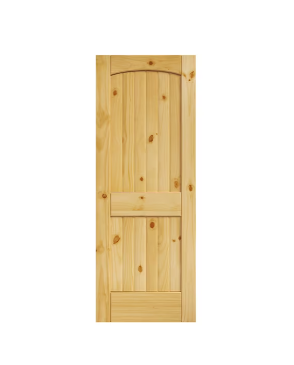 EightDoors 24-in x 80-in Natural 2-panel Arch Top Solid Core Unfinished Pine Wood Slab Door