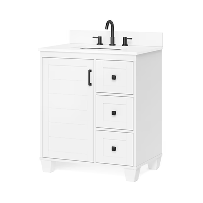 allen + roth Rigsby 30-in White Undermount Single Sink Bathroom Vanity with White Engineered Marble Top