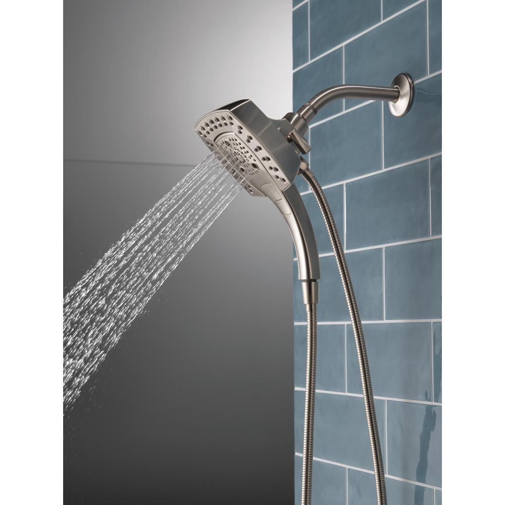 In2ition Two-in-One 5-Spray 5.8 in. Dual Wall Mount Fixed and Handheld Shower Head in Stainless - Super Arbor