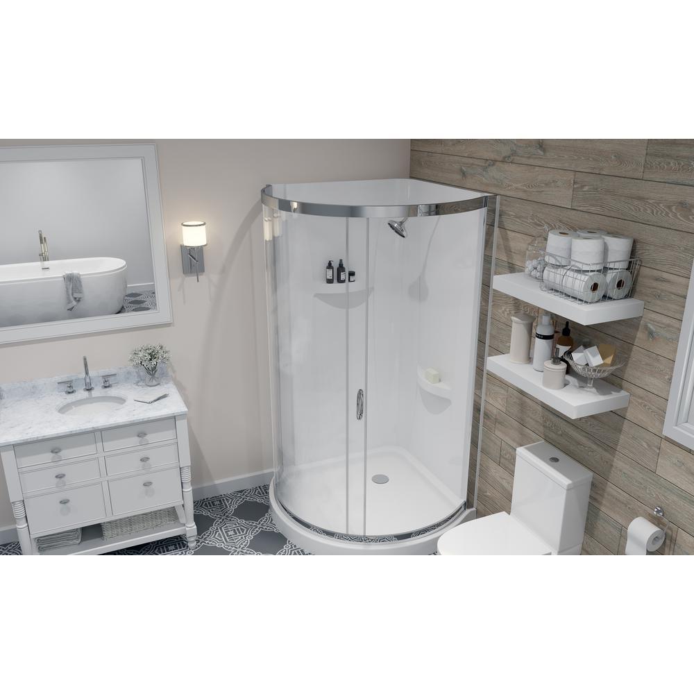 Breeze 38 in. L x 38 in. W x 76 in. H Corner Shower Kit with Reversible Sliding Door and Shower Base - Super Arbor