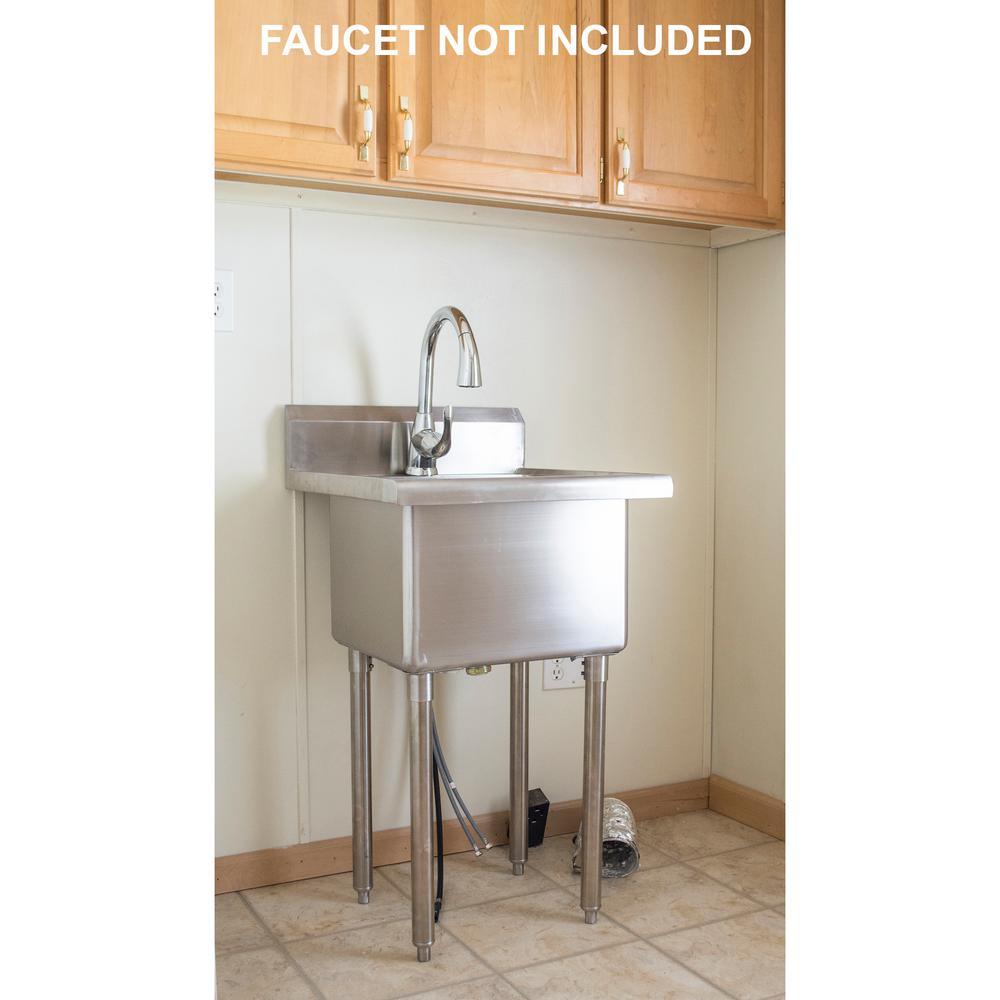 21.5 in. x 24 in. Stainless Steel Utility Wall Mount Sink with Single Hole for Faucet - Super Arbor