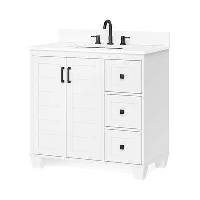 allen + roth Rigsby 36-in White Undermount Single Sink Bathroom Vanity with White Engineered Marble Top