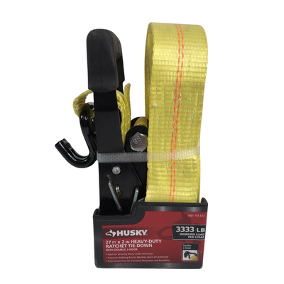 Husky 27 ft. x 2 in. Heavy-Duty Ratchet Tie-Down with J Hook