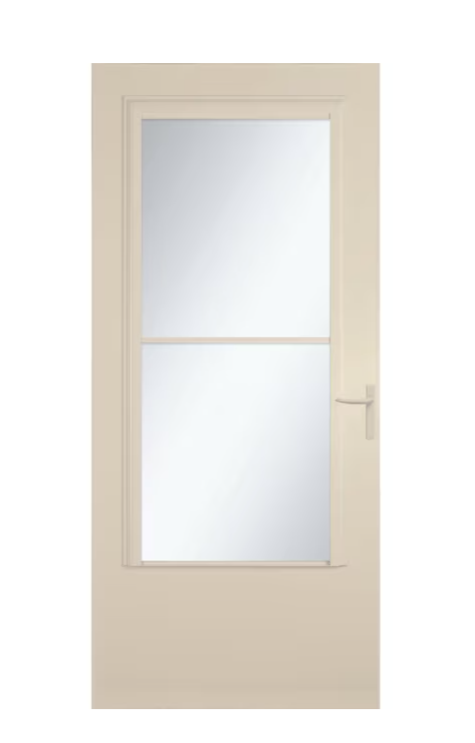 LARSON Concord 32-in x 81-in Almond Mid-view Retractable Screen Wood Core Storm Door with Almond Handle