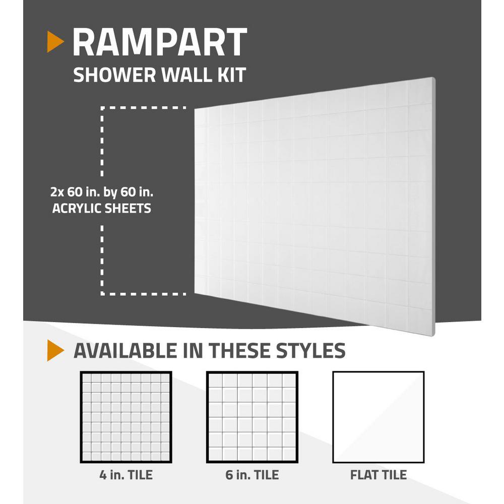 Rampart 3.9 ft. Walk-in Whirlpool and Air Bathtub with 4 in. Tile Easy Up Adhesive Wall Surround in White - Super Arbor