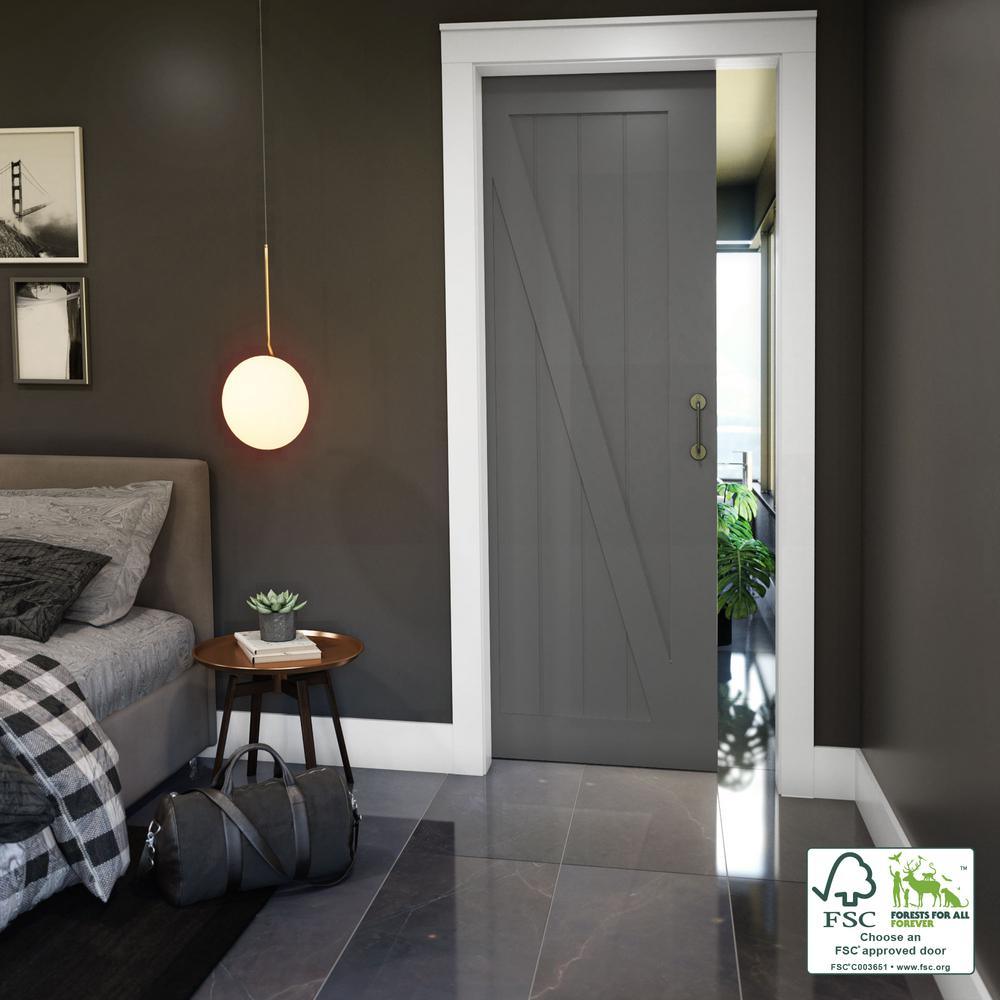 36 in. x 84 in. Z-Shape Solid Core Grey Finished Interior Barn Door Slab - Super Arbor