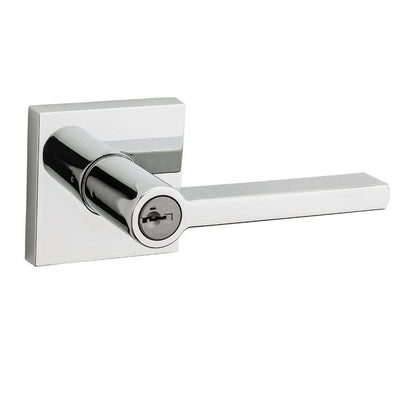 Halifax Square Polished Chrome Entry Door Lever Featuring SmartKey Security - Super Arbor