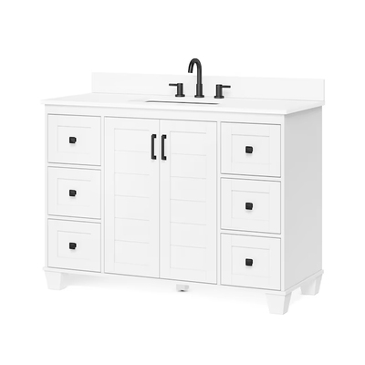 allen + roth Rigsby 48-in White Undermount Single Sink Bathroom Vanity with White Engineered Marble Top