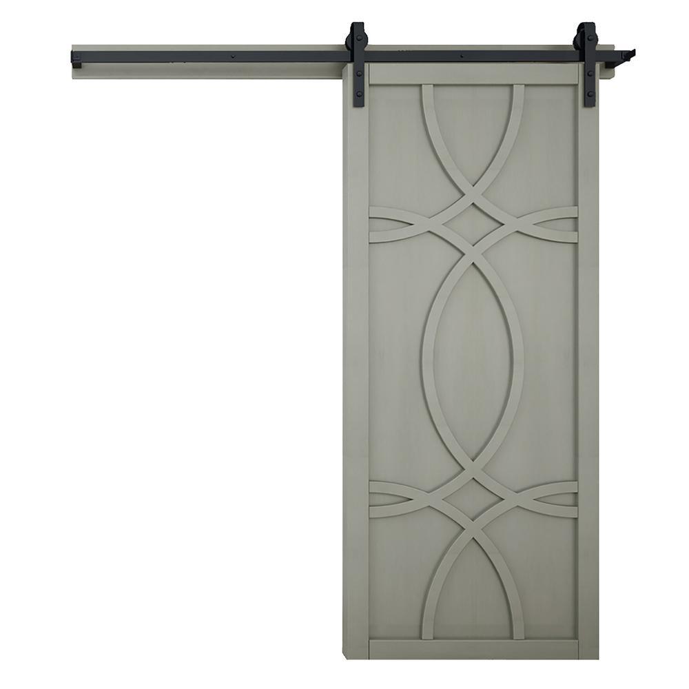 42 in. x 84 in. Hollywood Bright White Wood Sliding Barn Door with Hardware Kit - Super Arbor