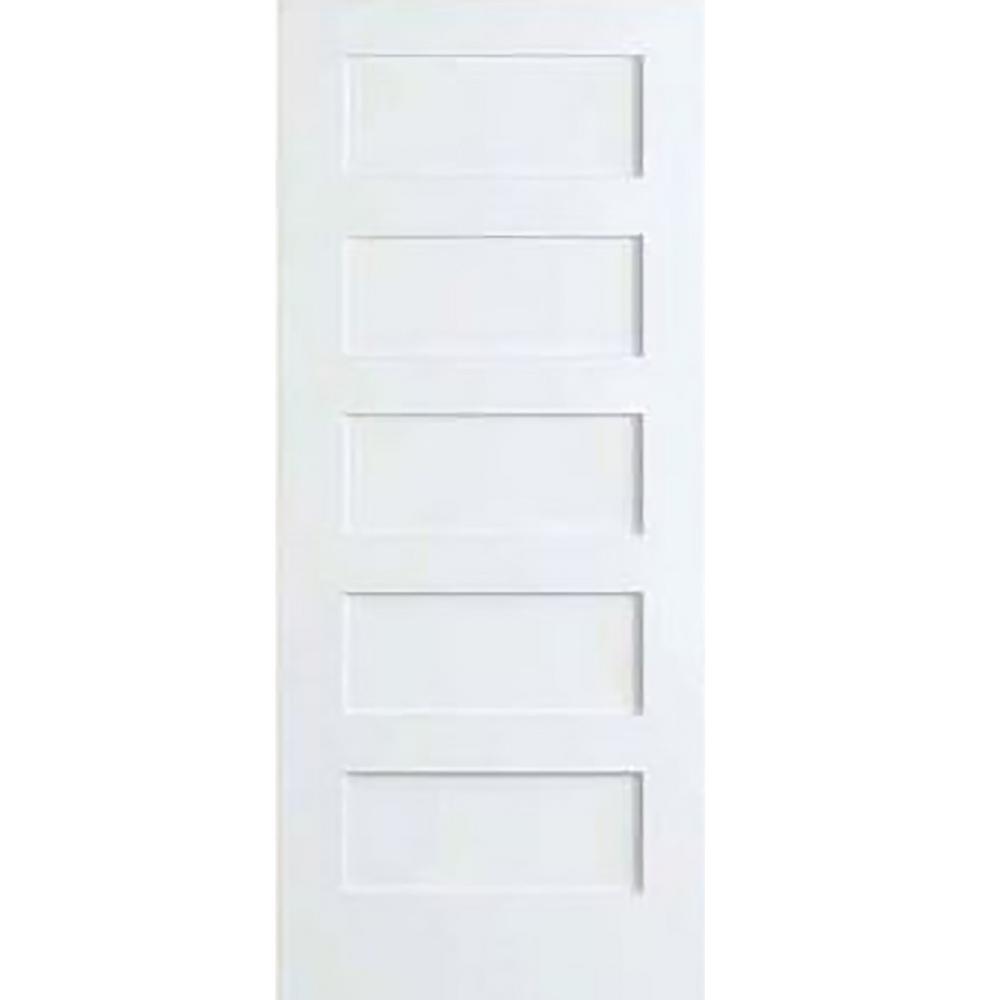 30 in. x 80 in. White 5-Panel Shaker Solid Core Wood Interior Door Slab - Super Arbor