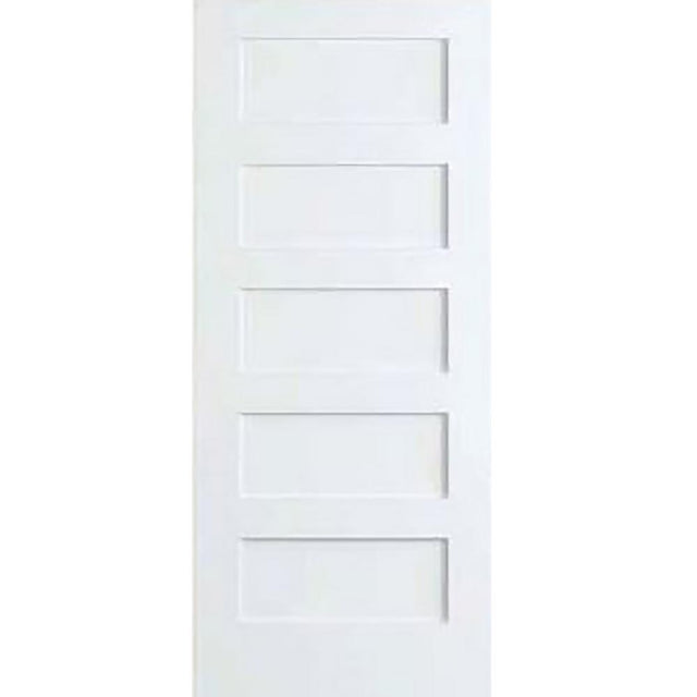 30 in. x 80 in. White 5-Panel Shaker Solid Core Wood Interior Door Slab