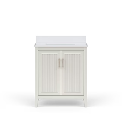 Style Selections Alaia 30-in Muse Gray Undermount Single Sink Bathroom Vanity with White Engineered Stone Top