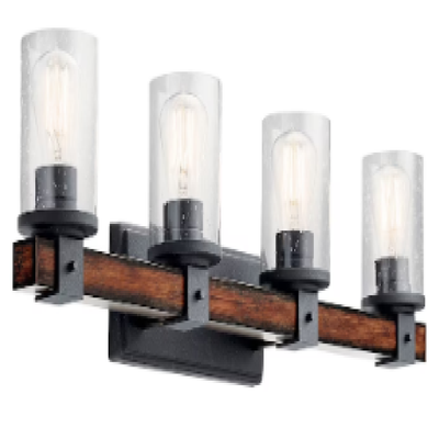 Kichler Barrington 4-Light Black Rustic Vanity Light Bar