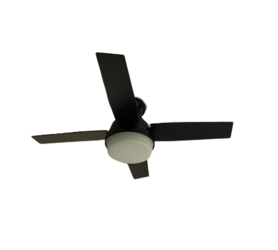 Hunter 44in Dempsey Low Profile Outdoor Ceiling Fan in Matte Black with LED Light and Handheld Remote