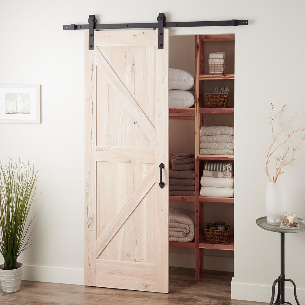 5 ft./60 in. Frosted Black Sliding Barn Door Hardware Track Kit for Single with Non-Routed Floor Guide - Super Arbor