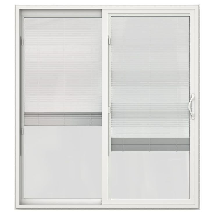 JELD-WEN 72-in x 80-in 4-9/16-in Low-e Insulating Blinds Between The Glass White Vinyl Sliding Left-Hand Sliding Double Patio Door