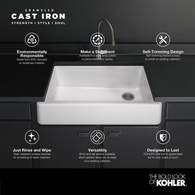 Whitehaven Undermount Farmhouse Apron Front Cast Iron 36 in. Double Bowl Smart Divide Kitchen Sink White Hayridge Design