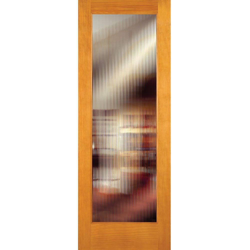 30 in. x 80 in. Reed Smooth 1 Lite Primed MDF Interior Door Slab - Super Arbor