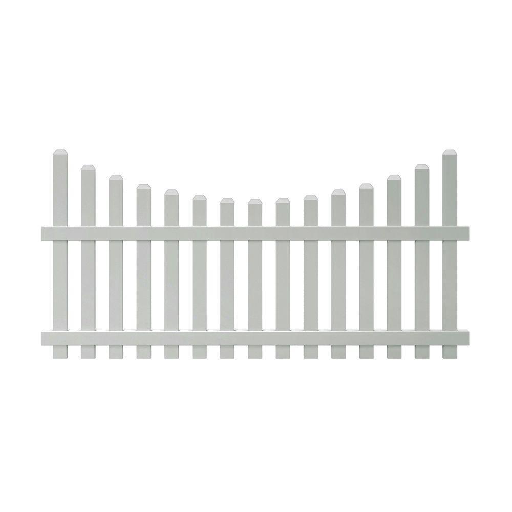 Glendale 4 ft. H x 8 ft. W White Vinyl Spaced Picket Unassembled Fence Panel with Dog Ear Pickets - Super Arbor