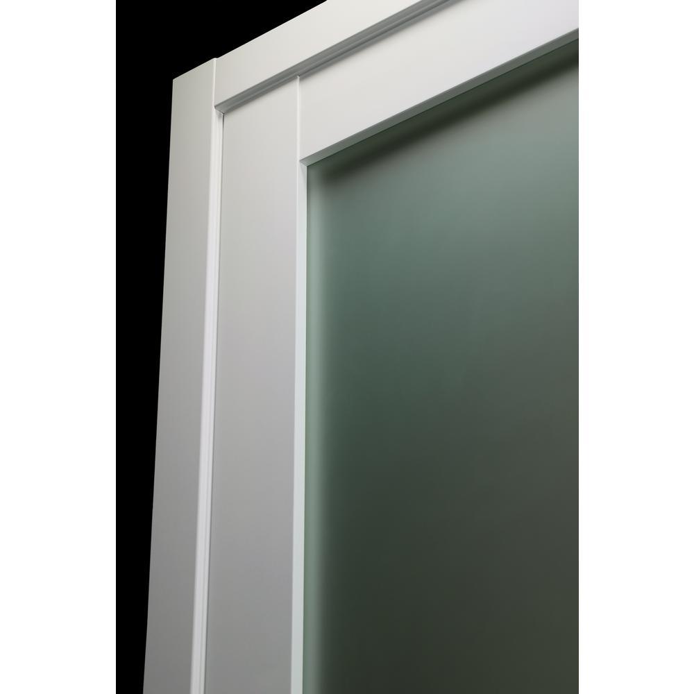 30 in. x 80 in. Smart Pro 207 Polar White Solid Core Wood 1-Lite Frosted Glass Interior Door Slab No Bore - Super Arbor