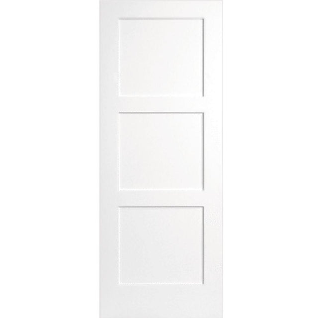 30 in. x 80 in. 3-Panel Equal Primed White Shaker Solid Core Wood Interior Door Slab