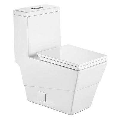 1-Piece 1.28 GPF Dual Flush High Efficiency Elongated Toilet in White, Seat Included - Super Arbor