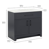 Style Selections Potter 36-in Blue Single Sink Bathroom Vanity with White Cultured Marble Top
