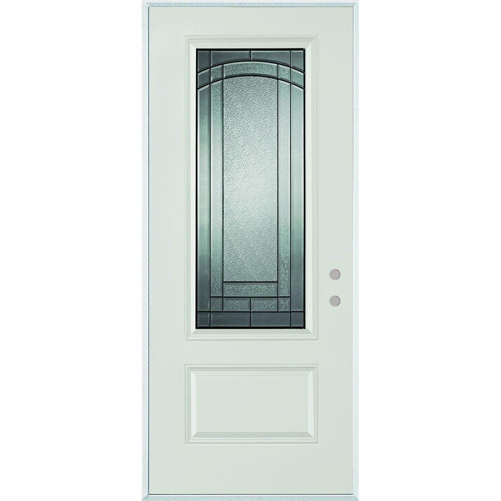 36 in. x 80 in. Chatham 3/4 Lite 1-Panel Painted Right-Hand Inswing Steel Prehung Front Door - Super Arbor