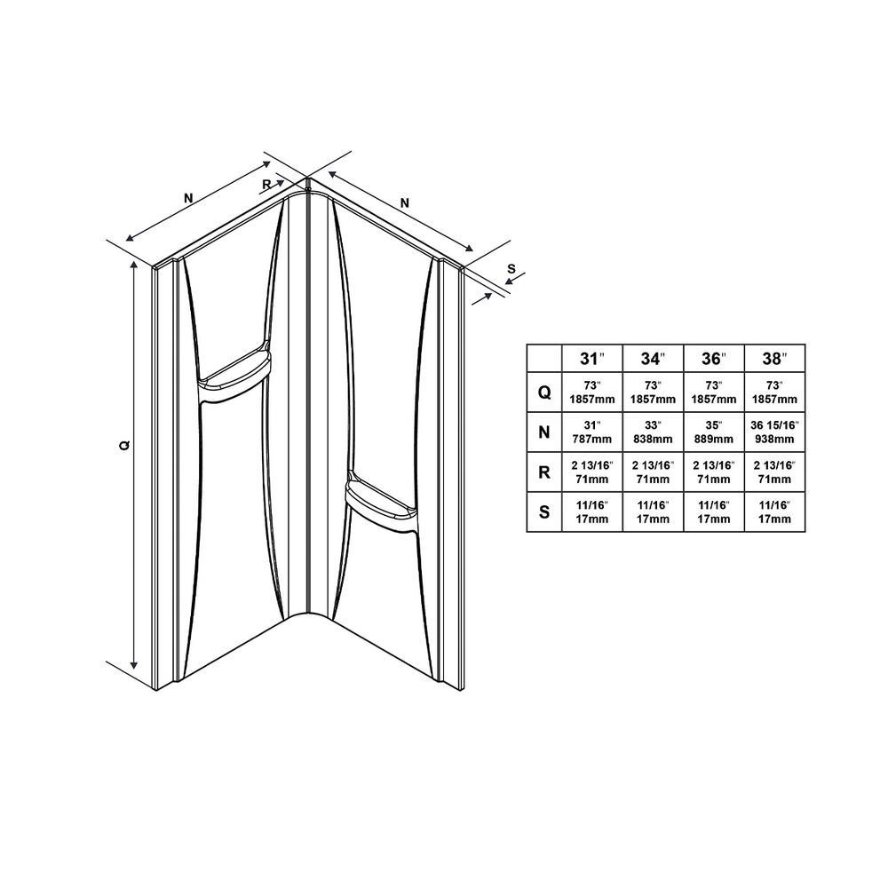 Breeze 32 in. L x 32 in. W x 76 in. H Corner Shower Kit with Reversible Sliding Door and Shower Base - Super Arbor