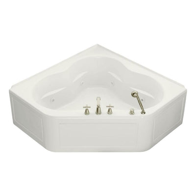 Tercet 5 ft. Left-Hand Drain Corner Alcove Whirlpool Bathtub White with Heater - Super Arbor