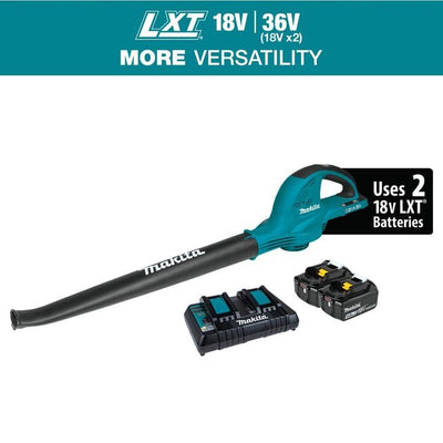 Makita 18-Volt X2 (36-Volt) 208 MPH 155 CFM LXT Lithium-Ion Cordless Blower Kit with (2) Batteries 5.0Ah and Charger