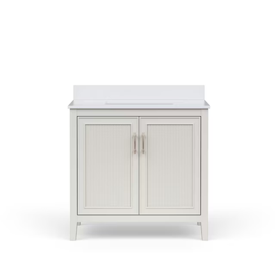 Style Selections Alaia 36-in Muse Gray Undermount Single Sink Bathroom Vanity with White Engineered Stone Top