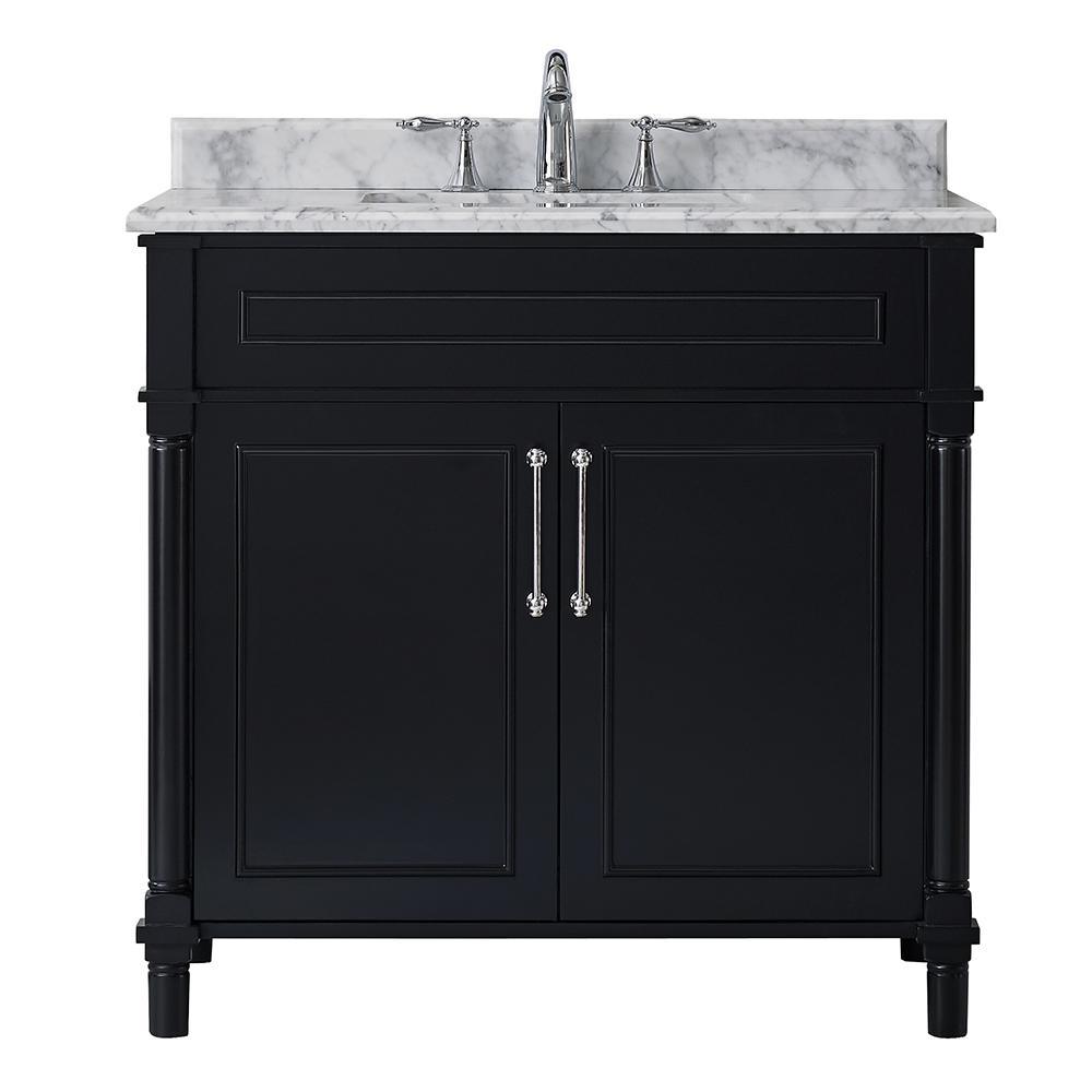 Aberdeen 24 in. W x 20 in. D Bath Vanity in White with Carrara Marble Top with White Sink - Super Arbor