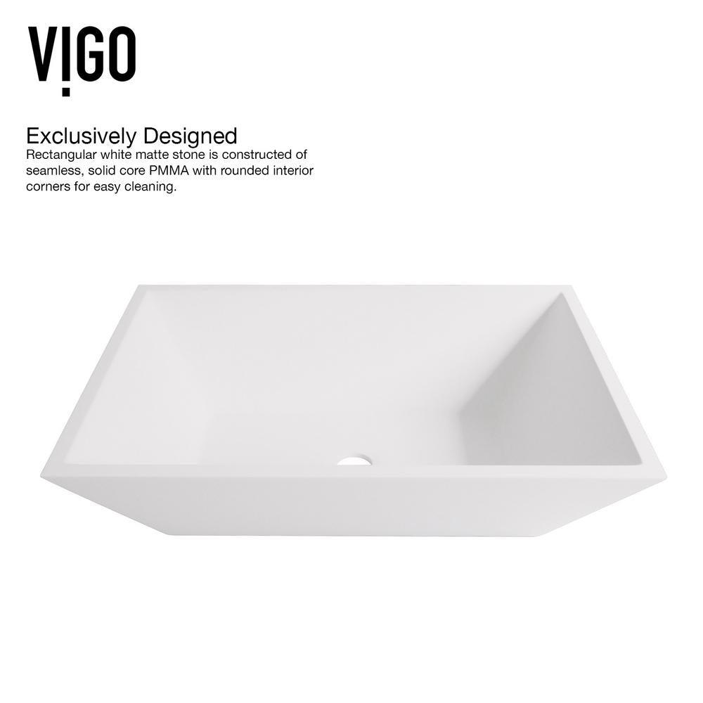 Vinca White Matte Stone Vessel Bathroom Sink Set with Titus Wall Mount Faucet in Matte Black - Super Arbor